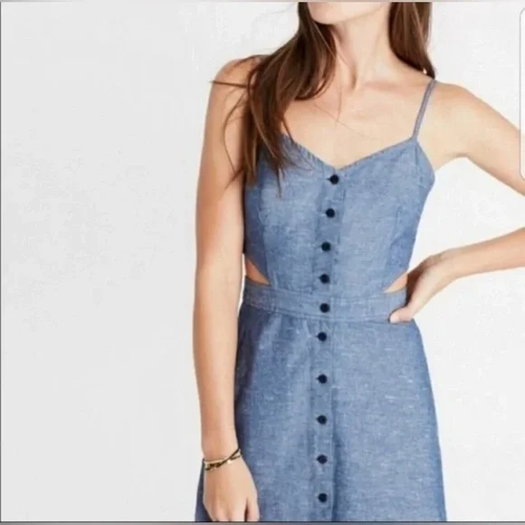 Madewell Chambray Cutout Cami Mini Dress - Picture 4 of 8